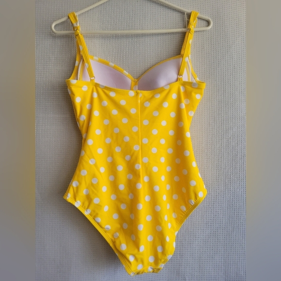 Joyaria Yellow & White Polkadot Swimsuit w. Tummy Control Panel (NWOT) - Picture 2 of 5